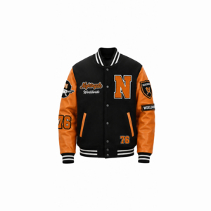 Chaqueta Varsity Corta Personalizada OEM con Mangas de Cuero Genuino, Parches de Chenilla y Bordado para Hombre - Product Image 1