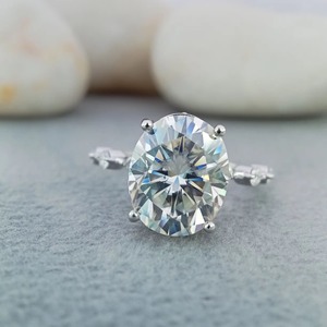 Bague de fiançailles et de mariage solitaire en or blanc/jaune massif 14 carats avec moissanite taille brillant rond de luxe 3,0 carats – Cadeau - Product Image 2