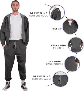 Conjunto Deportivo Premium para Hombre en Gris Carbón, Sudadera con Capucha y Cierre de Cremallera, y Pantalones Deportivos Ajustados para Gimnasio - Product Image 4