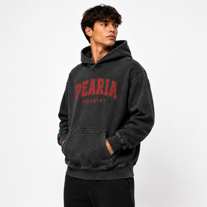 Sweat à capuche vintage délavé avec imprimé craquelé, logo sur le devant et poche, style streetwear pour homme - Product Image 2