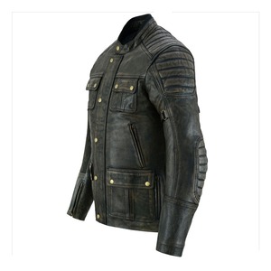 Custom Men's Studded Genuine Leather Motorcycle <b>Jacket</b> Canvas Waterproof Eco-Friendly High Street Style <b>Silver</b> - Product Image 3