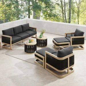 Ensemble de conversation de luxe en teck pour l'extérieur, mobilier de patio, ensemble de canapés de jardin modernes, résistant aux intempéries, fournisseur indonésien - Product Image 2