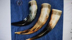 Handmade 110% Natural Viking Drinking Horn (Buffalo Horn) <b>Mug</b> with Polished Brass Rim-<b>6</b> Inch Waterproof FAIZA CRAFT Gift <b>Set</b> - Product Image 6