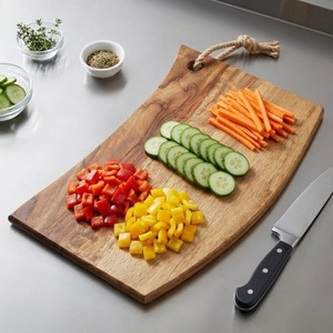 Planche à découper en bois d'acacia OEM, écologique, rectangulaire, pour cuisine, en hêtre, moderne, sûre pour le pain et le camping - Product Image 6