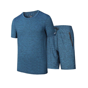 Nouvel ensemble unisexe d'été 2 pièces en coton par sublimation, grande taille, coupe-vent, pour fitness et gym, t-shirt à manches courtes et short - Product Image 1