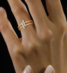 Bague personnalisée pour femme à conception ouverte avec diamant de laboratoire taille ronde en or jaune 14 carats pour usage quotidien, commande en gros - Product Image 4