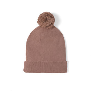 Bonnet d'hiver pour bébé unisexe, en tricot doux 100% coton avec pompon, couleur unie, style mignon et écologique - Product Image 6