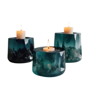 Portavelas de resina epoxi con flores secas preservadas, centro de mesa botánico único para decoración del hogar y eventos - Product Image 6