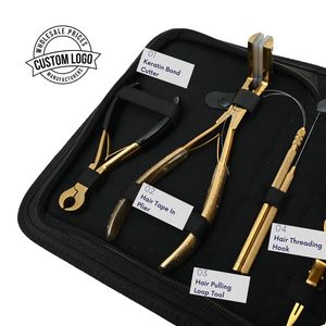 Kit d'outils professionnels en acier inoxydable pour extensions de cheveux : Pince à bandes, Coupe-keratine, Outil à boucle, Mini-ciseaux, Pinces de coiffure - Product Image 3