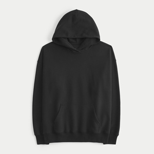 <b>Women's</b> <b>Black</b> Hooded Sweatshirt <b>Fleece</b> Knitted Full Sleeve Solid Color Breathable Autumn Wear - Product Image 1