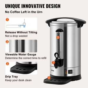 Urne à café commerciale en acier inoxydable 1500W 110V, 65 tasses, grande machine à thé électrique, distributeur, brassage rapide - Product Image 5