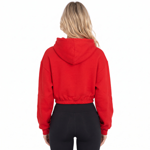 Sweat à capuche court imprimé pour femme, pull décontracté à manches longues en molleton de coton pour l'hiver - Product Image 2
