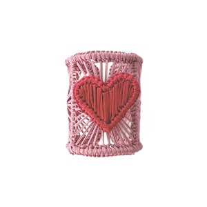 Anneaux de serviette en rotin tressés à la main, design cœur coloré, pour la décoration de table à la maison, au café, lors d'événements et de fêtes - Product Image 5