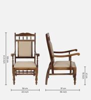 Fauteuil traditionnel en bois de Sheesham à dossier haut et accoudoirs