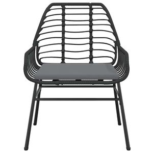 Dark Grey Garden Dining Set 4 Seater Rattan Metal <b>Frame</b> Contemporary Outdoor Furniture Weather Resistant - Product Image 5