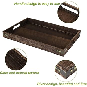 <b>Serving</b> Tray <b>Set</b> 3 Customizable Retro Eco-Friendly Wood Handmade Durable Food Grade Non-Toxic Party Home Decor Kitchen Gift - Product Image 5