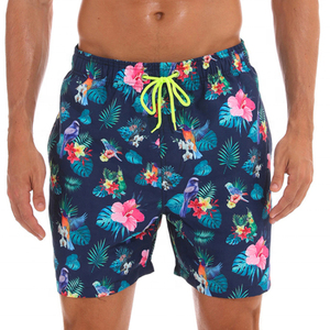 Shorts de bain pour hommes personnalisables, respirants, bleus, à cordon de serrage, taille mi-haute, séchage rapide, décontractés, tissés, 100 % coton - Product Image 4