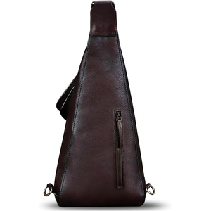 Leather Crossbody Bag Unisex Detachable Strap Zipper Closure Minimalist Style Hunting <b>Backpack</b> Pouch - Product Image 2
