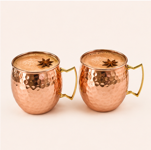 Pure Copper Moscow Mule Mugs Set of 4 Handcrafted Hammered Finish with Solid Brass Handle Eco-friendly <b>Drinkware</b> for Cocktails - Product Image 4