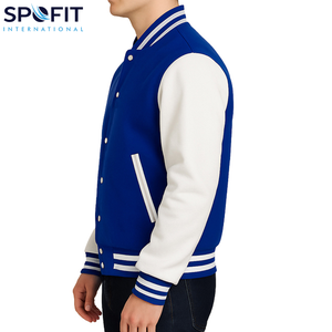 Vestes universitaires personnalisées en gros pour garçons, style streetwear épais, avec logo brodé, en laine et cuir véritable, pour hommes - Product Image 6