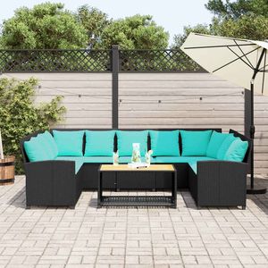 Divano da Esterno in Polyrattan Nero con Cuscini - Set Arredo Giardino Elegante - Product Image 1