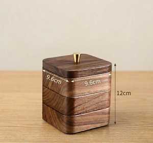 Elegant Solid Wood Jewelry Display Box with Glass Cover Multi Slot Ring Organizer <b>Storage</b> Case for Retail Home and Gift Package - Product Image 6
