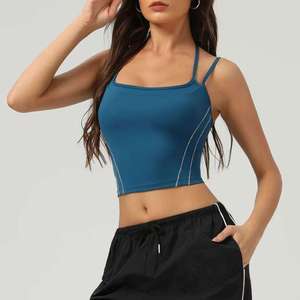 Soutien-gorge de sport sans coutures pour femme, dos nageur, col ras du cou, maintien moyen, pour yoga et fitness, couleur unie, respirant, séchage rapide, anti-transpiration - Product Image 5