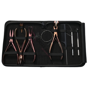 Best 7-Inch Hair Extension tools Kit Plier Micro Bead Remover <b>Crimping</b> Pliers Pulling Hook Loop Tape-In Plier Tail Comb Finger - Product Image 1