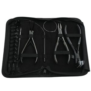 Kit d'extension de cheveux noirs en gros, Pince à extensions de cheveux de 7 pouces, Pince à sceller les bandes, Outil de sertissage de perles, Pinces de sectionnement et Crochet à boucle - Product Image 1