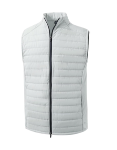 Chaleco acolchado gris claro para hombre, cuello alto, cierre de cremallera, cortavientos, informal, relleno de poliéster, corte regular, chaqueta de otoño. - Product Image 1