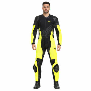 Combinaison de course en cuir Moto GP noire et jaune personnalisée, équipement de protection professionnel pour la moto, pour la course sur circuit - Product Image 3