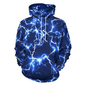 Sudadera con capucha novedosa con estampado de rayo, forro polar, estilo casual urbano, manga larga, con cordón, para invierno - Product Image 1