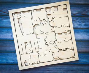 Figuras de animales cuadradas de madera MDF para aprender nombres y figuras, juego de 20 animales. - Product Image 3