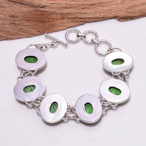 Pulsera de turquesa verde con cierre de plata estilo boho, hecha a mano, con gemas, pulsera llamativa, regalo para ella - Product Image 6