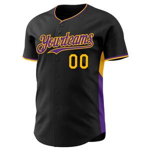 Camiseta de Béisbol Negra al por Mayor, con Botones, 160 GSM, Poliéster Transpirable, Uniforme de Equipo, Colores y Tallas Personalizadas, Impresión por Sublimación - Product Image 2