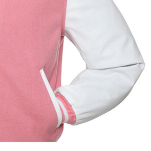 PINK VARSITY HOODIE LETTERMAN WOOL&REAL LEATHER <b>JACKET</b> with Classic Button - Product Image 5