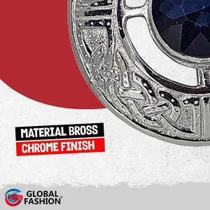 Broche para Kilt de Hombre con Acabado Plateado y Piedra Roja, Diseño Escocés a Cuadros, Estilo Antiguo Vintage, Personalizado OEM ODM - Product Image 5