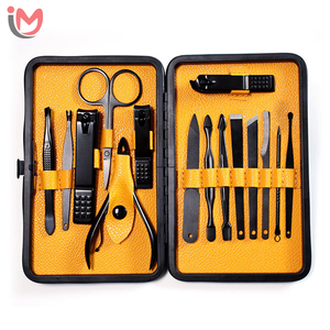 Factory Wholesale 15pcs Women Travel Grooming Kit Personal Care Tool Beauty Manicure and <b>Pedicure</b> <b>Set</b> with Leather case OEM - Product Image 1