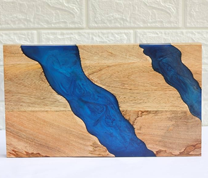 Planche à découper durable en résine époxy et bois pour couper les fruits, les légumes et la viande, finition polie, pour ustensiles de cuisine - Product Image 3