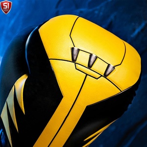 Gants de boxe SUMROOS SI en cuir noir et jaune avec sangle de poignet réglable, équipement d'entraînement durable, conception à lacets, ensembles de boxe - Product Image 2