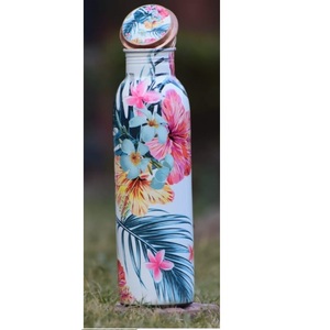 Bouteille d'eau en cuivre personnalisée avec impression émaillée pour le bien-être, anti-fuite, artisanale, en cuivre pur - Product Image 3