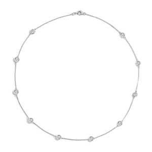 14K Gold Bezel Set Diamond Station <b>Necklace</b> 18 Inches Multi Stone Diamond By Yard Layering Choker Chains Wholesale Factory Price - Product Image 3