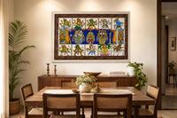 Décoration suspendue pour salon intérieur, occasion Diwali, origine Orissa, avec motif Shri Jagannatha de Puri et bordure Dashavatara