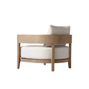 Sillón de Exterior Premium de Teca Sólida, Elegante Estructura Curva, Asiento Profundo y Cómodo, Cojín Suave, Muebles de Diseño Moderno - Product Image 3
