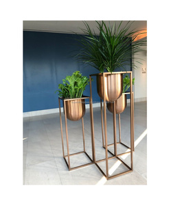 Jardinière moderne minimaliste en métal avec support pour la décoration intérieure, entrée, chambre, patio – Conteneur élégant surélevé pour plantes - Product Image 6