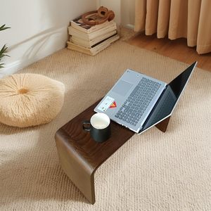 C Shaped End Table Couch Side Table, Item Placement <b>Computer</b> Office Side Table, Solid Wood Frame <b>for</b> Living Room Bedroom - Product Image 4
