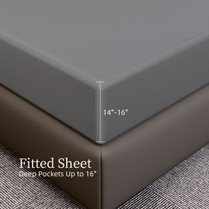 Set di Biancheria da Letto in Microfibra 4 Pezzi per Letto Matrimoniale, Resistente alle Rughe e allo Sbiadimento, Facile da Pulire - Disponibile in Grigio - Product Image 4