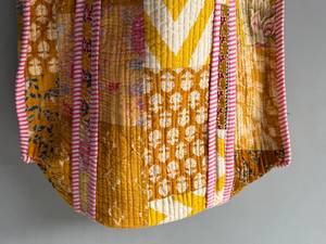 Sac fourre-tout bohème en coton à motifs panneaux et poignées rayées, ouverture supérieure, sac de shopping toutes saisons, CADEAU POUR ELLE - Product Image 3