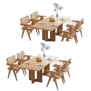 Luxury Modern Solid Wood Dining <b>Table</b> and Chairs Set with Convertible & <b>Adjustable</b> Features for Home Dining Furniture - Product Image 4