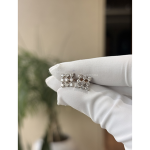 Modernos Pendientes Cuadrados con Racimo de Diamantes Redondos de 0.72 Ct, Oro de 14K, Joyería Fina para Mujer, Diseño Personalizado, Fabricante - Product Image 5